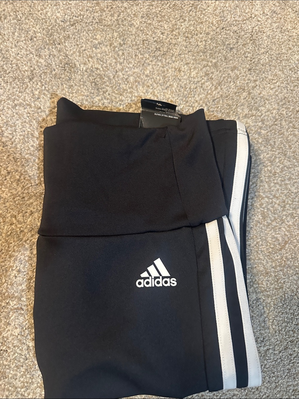 adidas Black Leggings with White Side Stripes for Kids - Picture 8 of 8